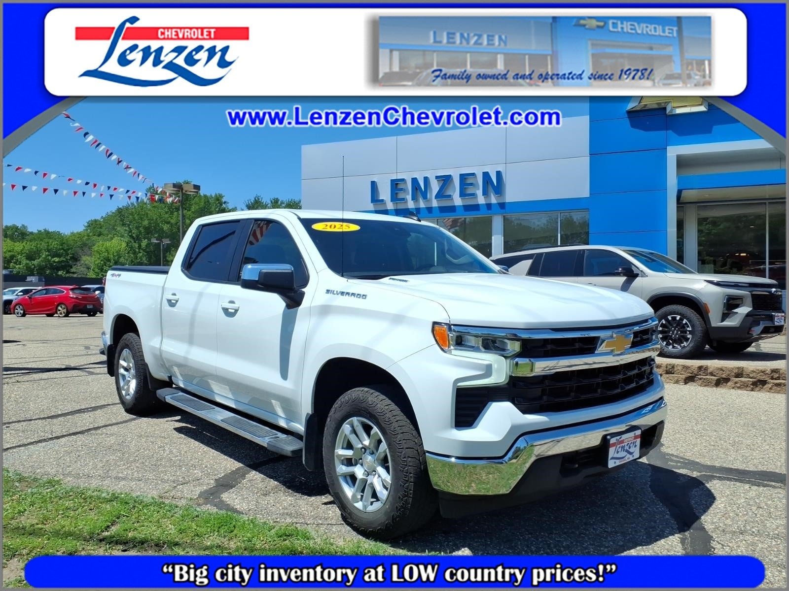 2025 Chevrolet Silverado 1500 LT in Summit White — front three-quarter view