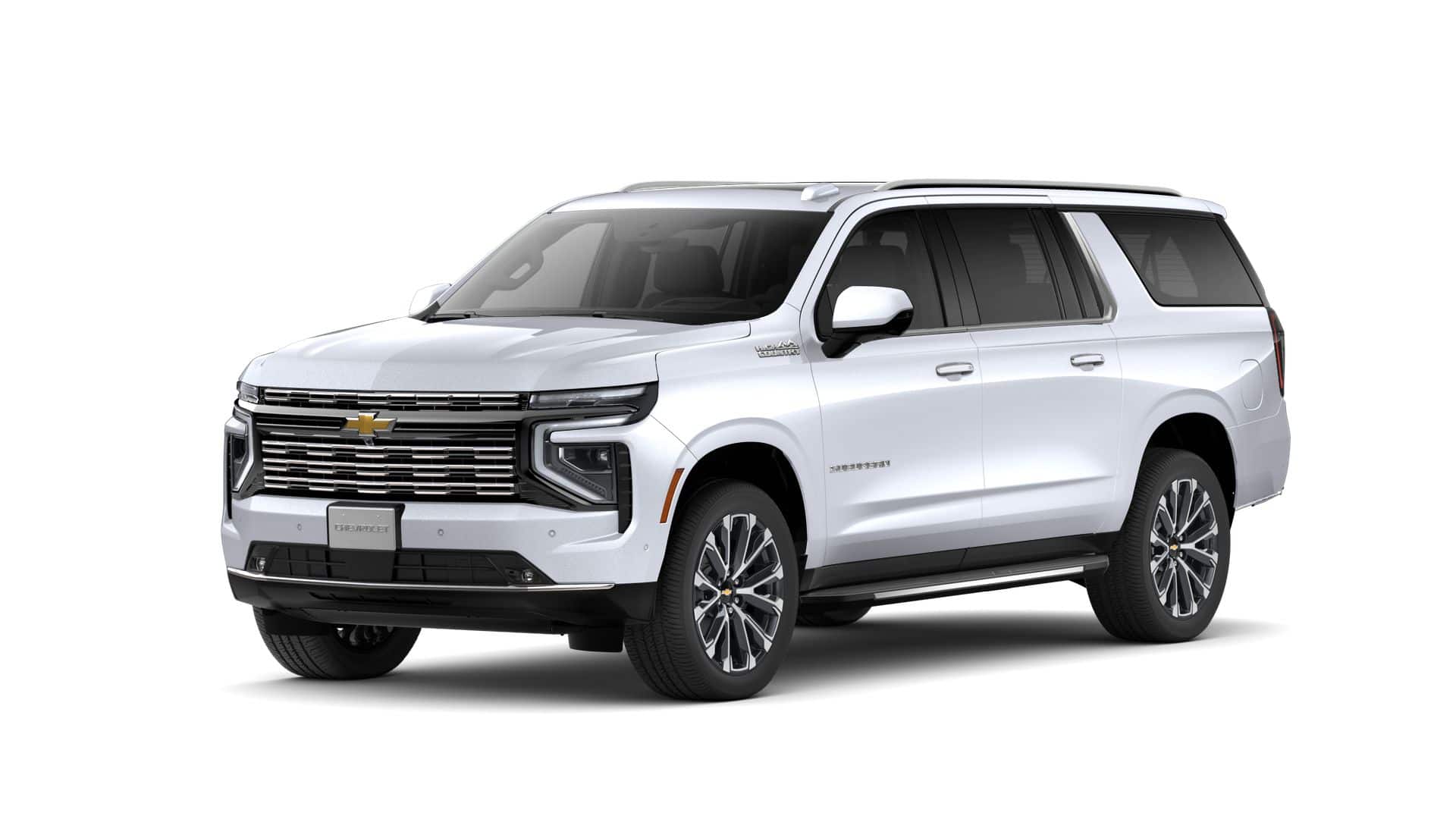 2026 Chevrolet Suburban High Country in Polar White Tricoat — front three-quarter view