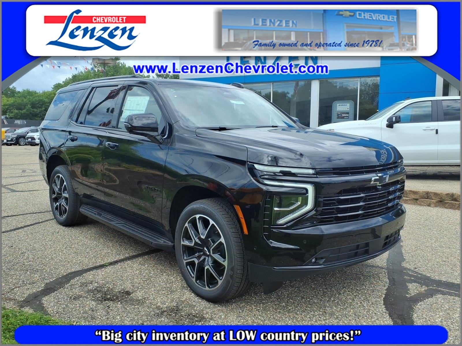 2026 Chevrolet Tahoe RST in Black — front three-quarter view
