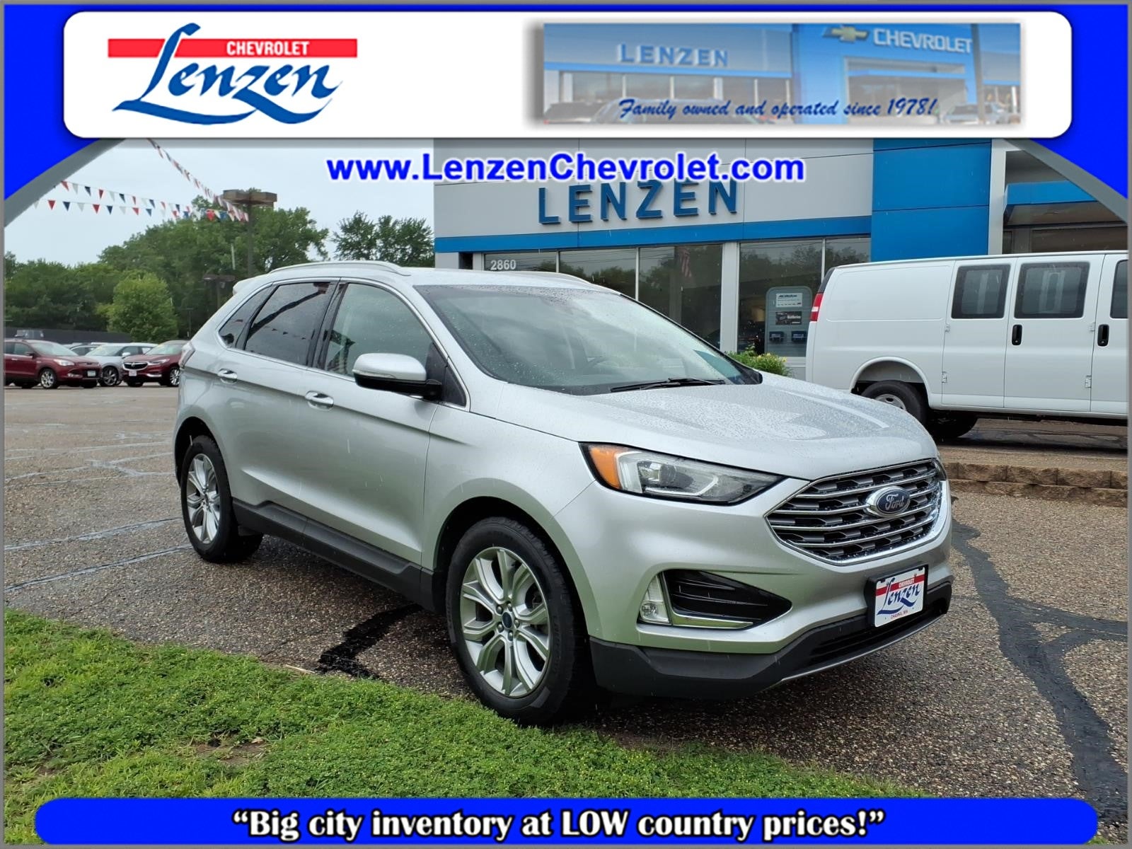2019 Ford Edge Titanium in Silver — front three-quarter view
