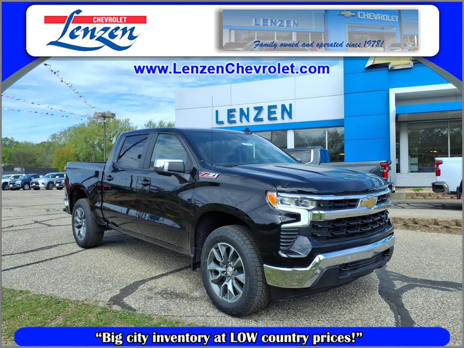 2026 Chevrolet Silverado 1500 LT in Black — front three-quarter view