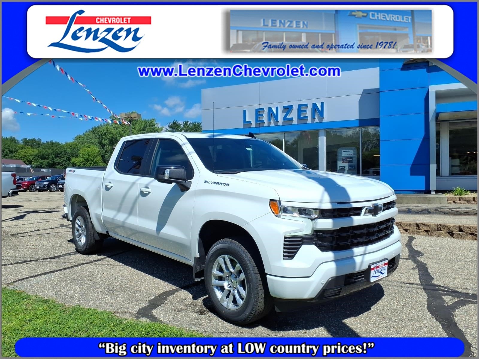 2026 Chevrolet Silverado 1500 RST in Summit White — front three-quarter view