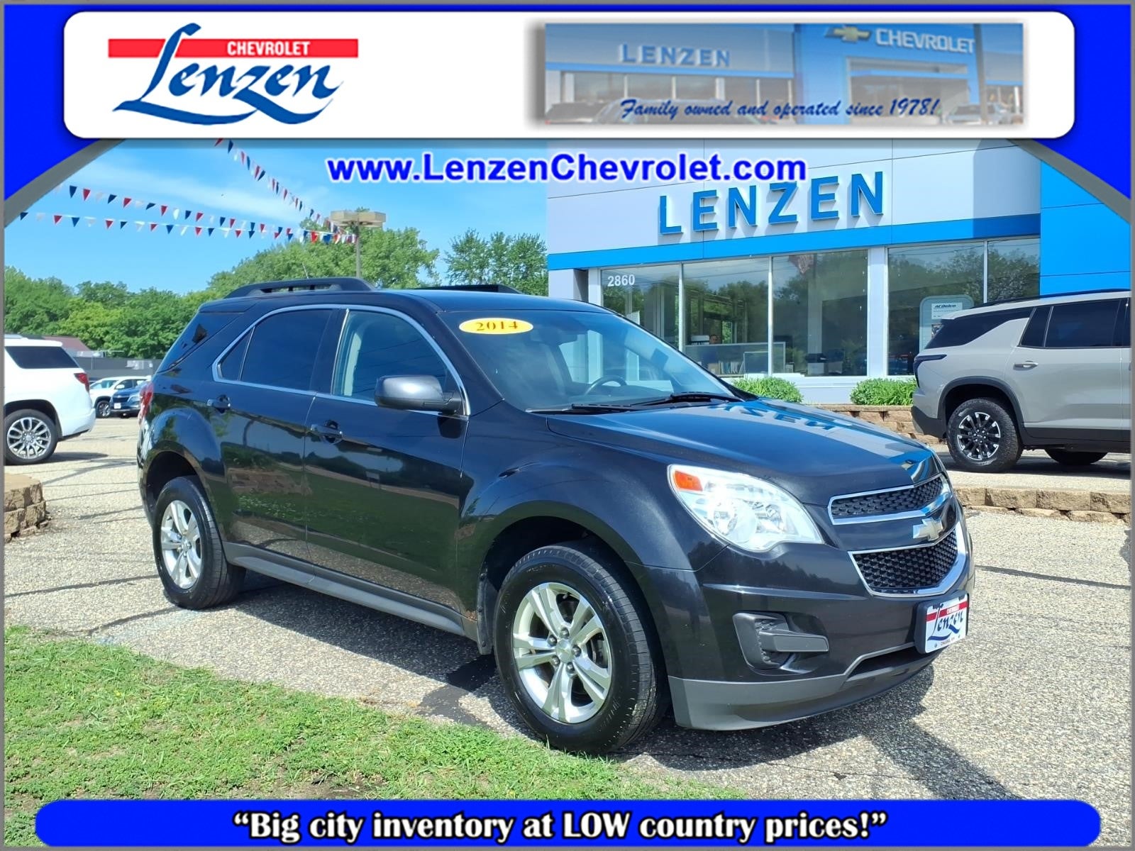 2014 Chevrolet Equinox LT in Black Granite Metallic — front three-quarter view