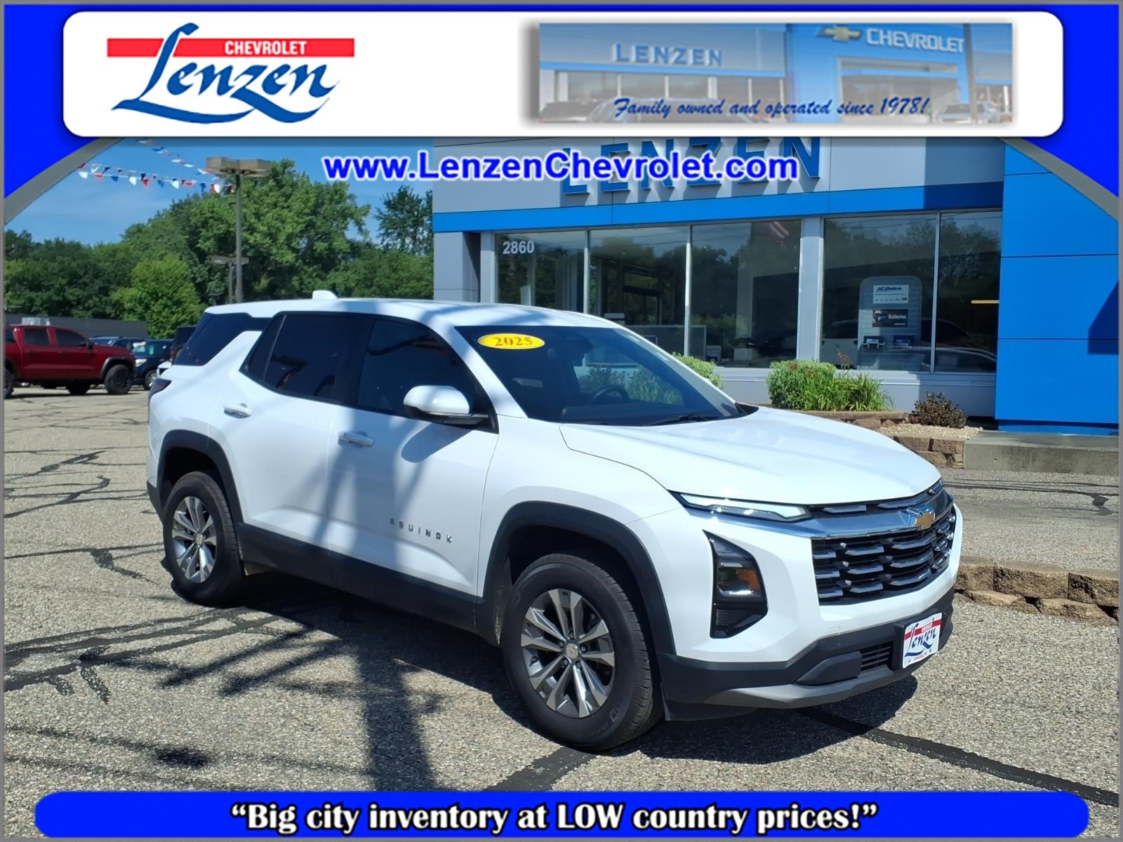 2025 Chevrolet Equinox LT in Summit White — front three-quarter view