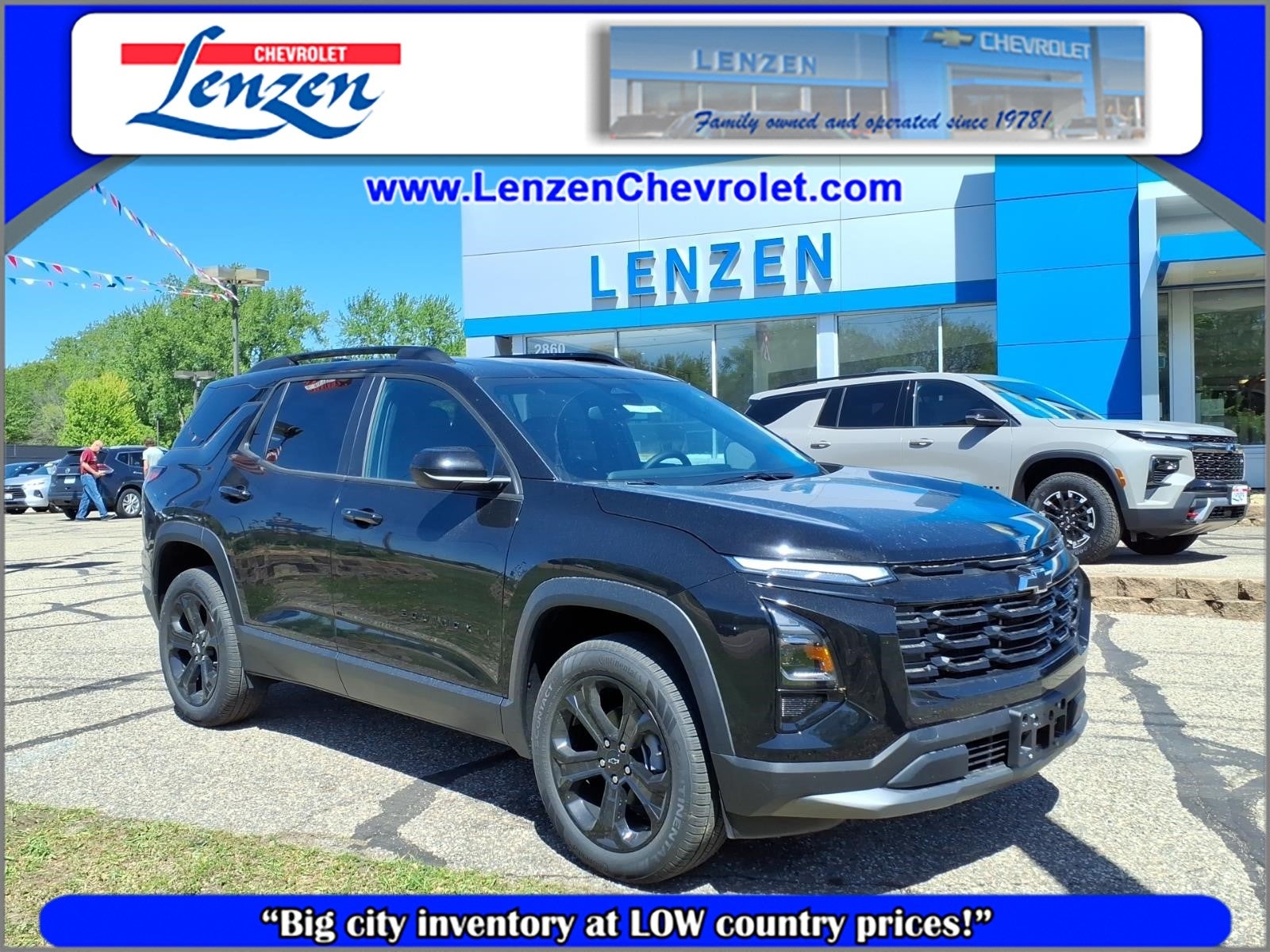 2026 Chevrolet Equinox LT in Mosaic Black Metallic — front three-quarter view