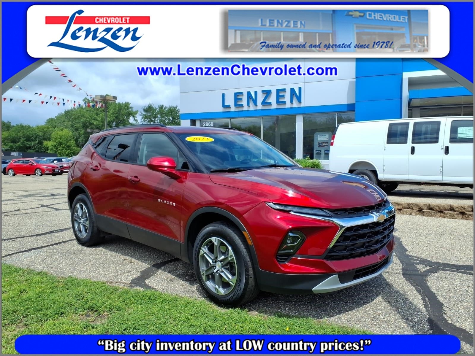 2023 Chevrolet Blazer 2LT in Radiant Red Tintcoat — front three-quarter view