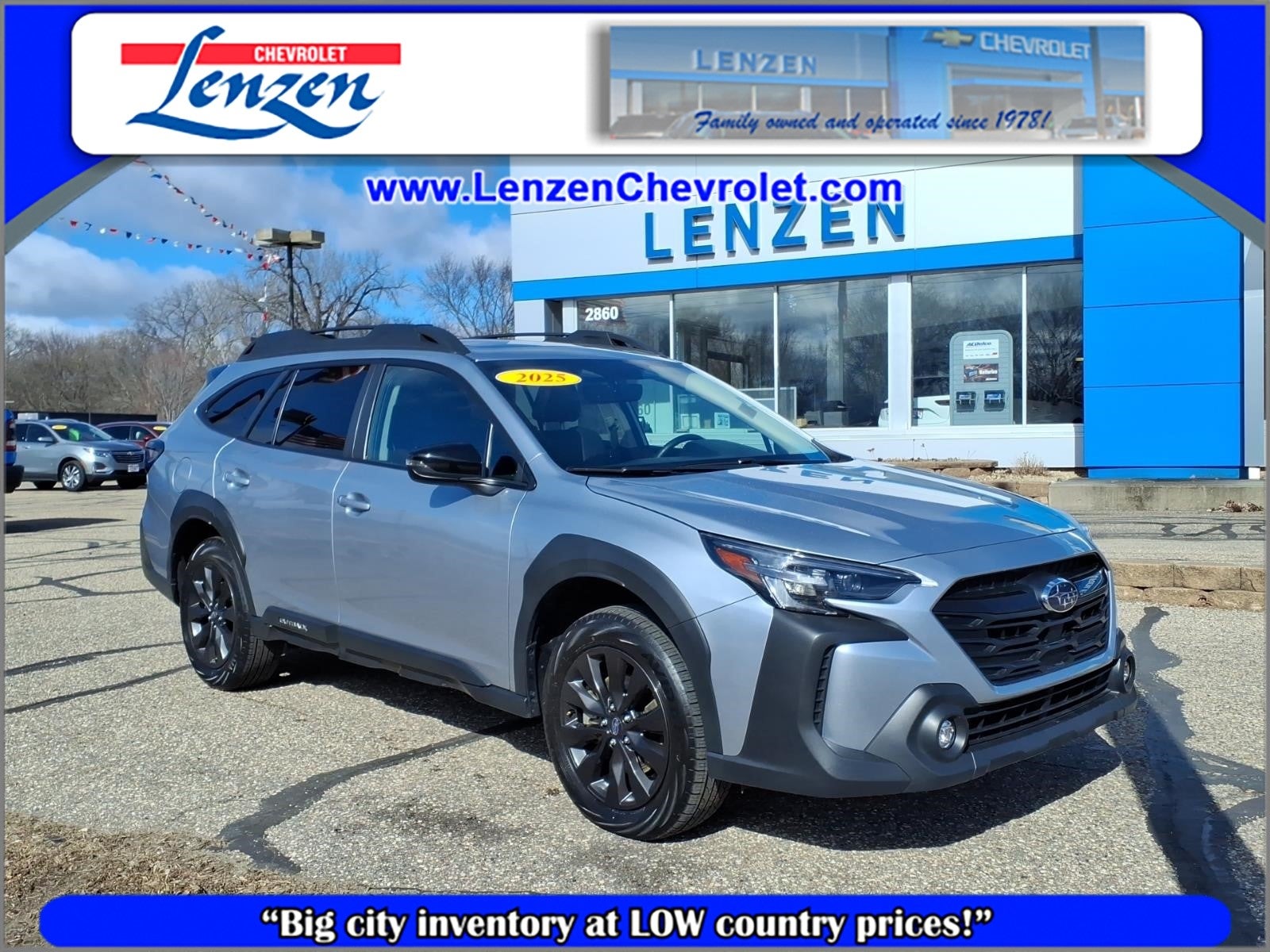 2025 Subaru Outback Onyx Edition in Silver — front three-quarter view
