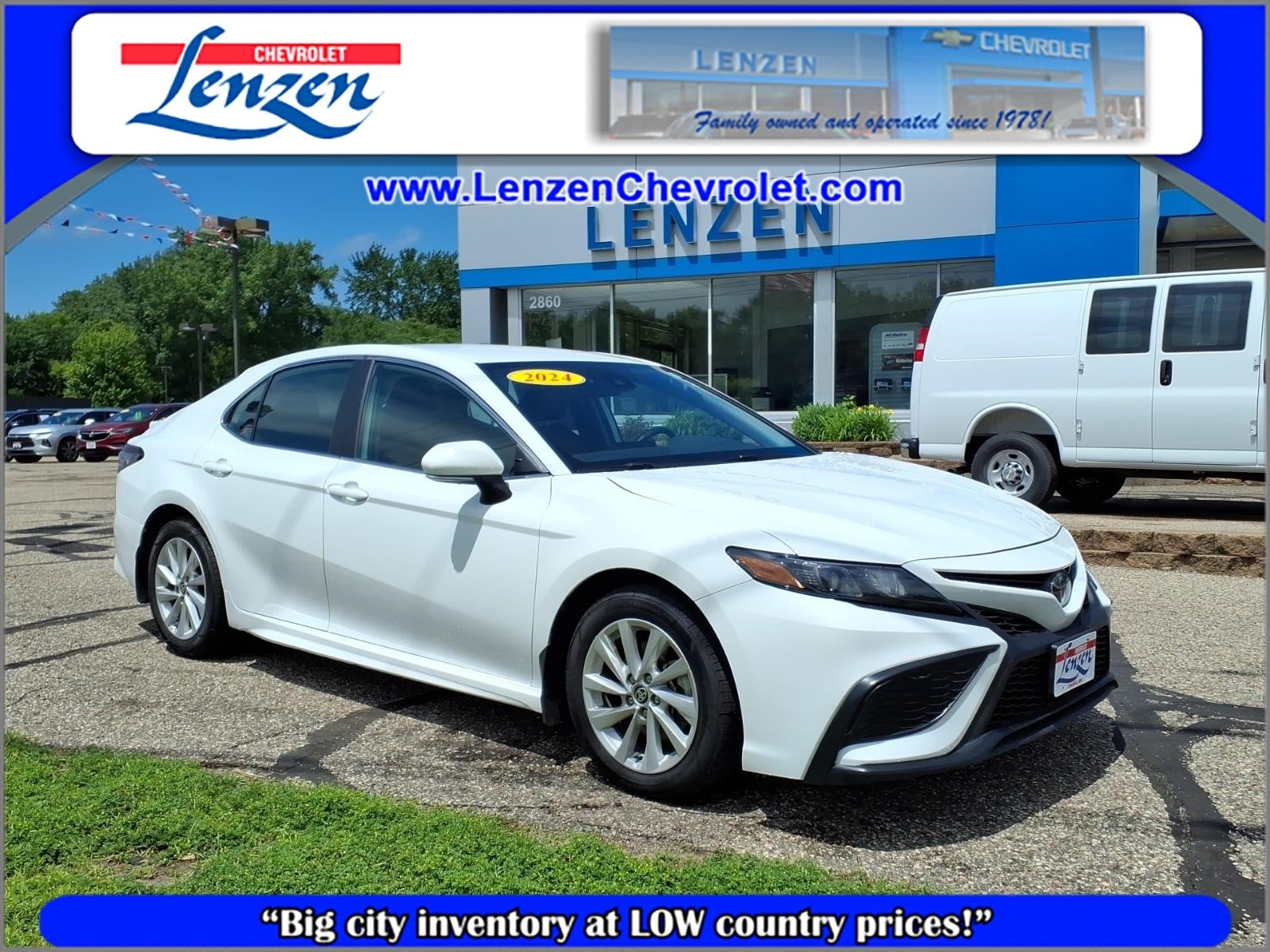 2024 Toyota Camry SE in White — front three-quarter view