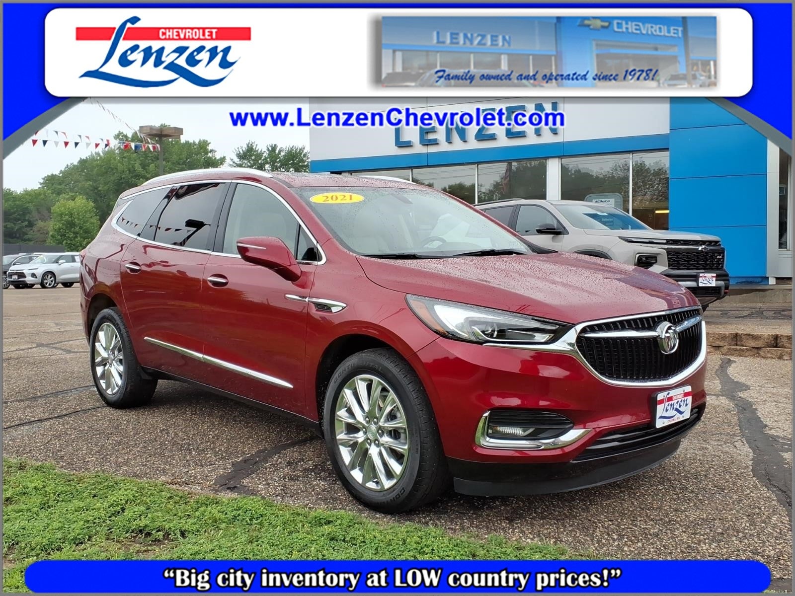 2021 Buick Enclave Essence in Includes Pitch Dark Night Lower Exterior Accent Color.) — front three-quarter view