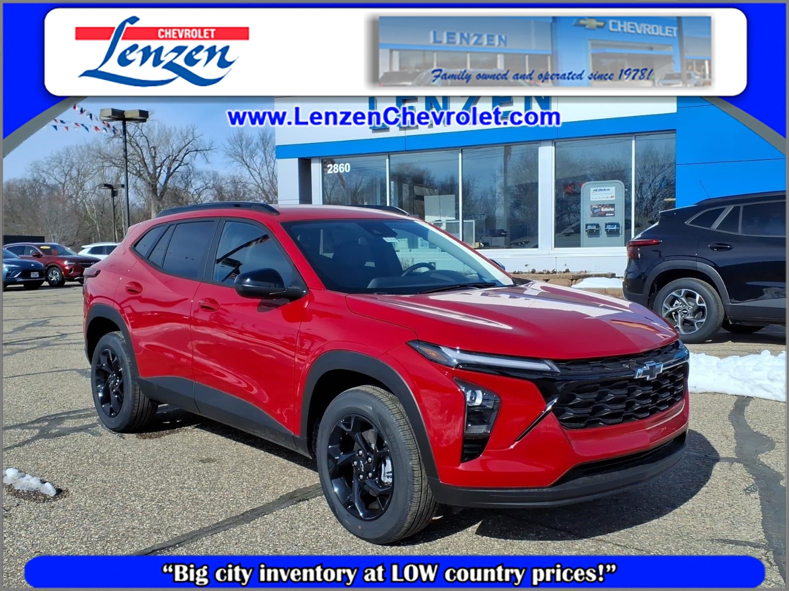 2026 Chevrolet Trax LT in Apex Red — front three-quarter view