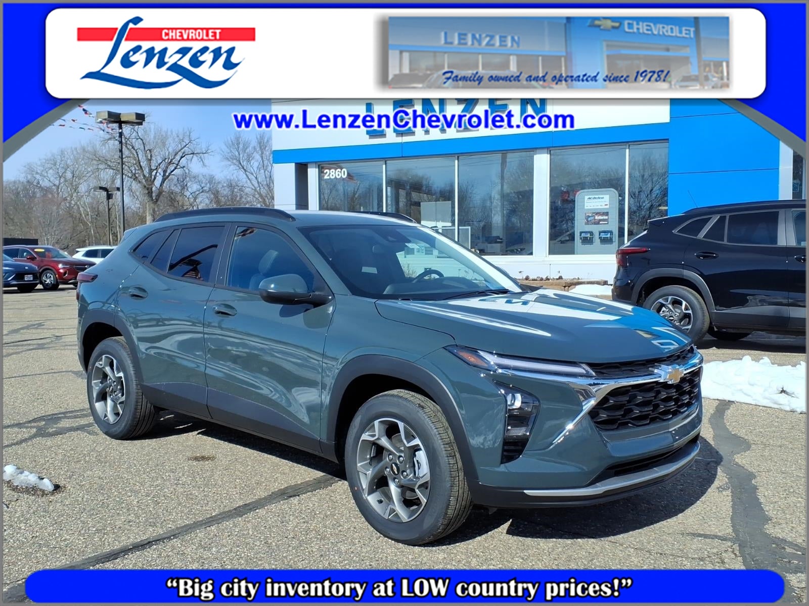 2026 Chevrolet Trax LT in Cypress Gray — front three-quarter view
