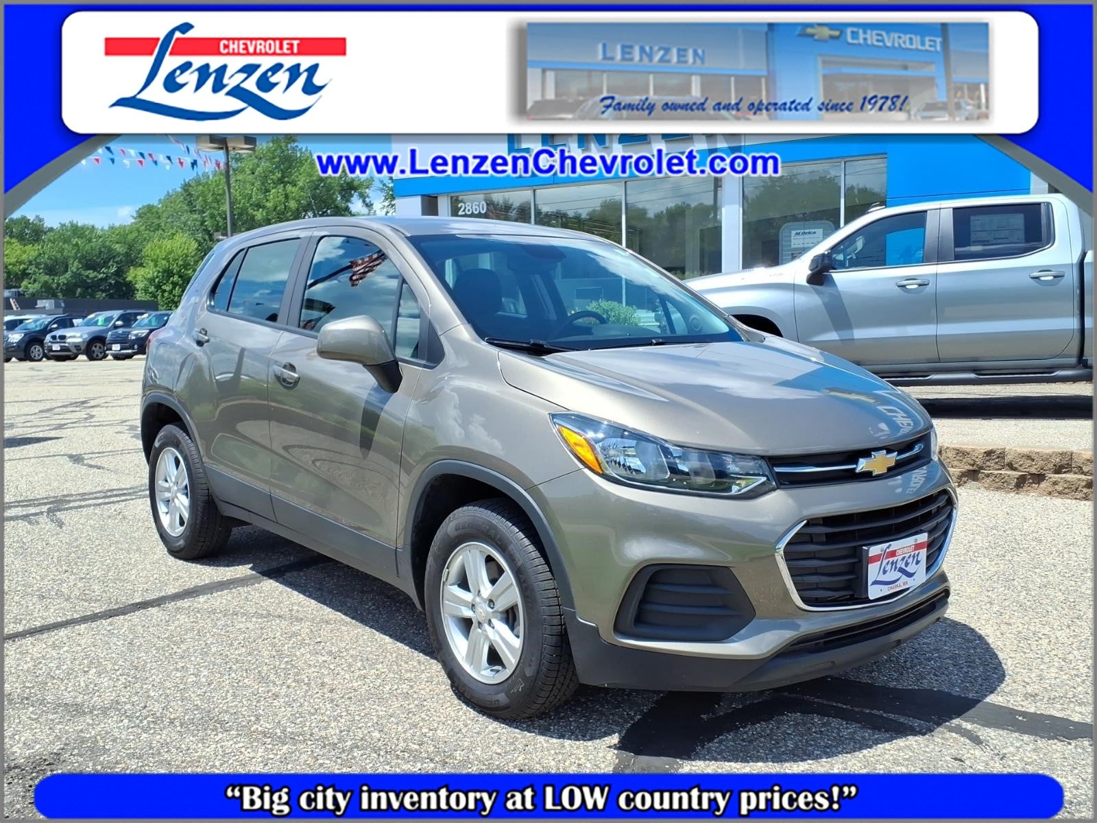 2020 Chevrolet Trax LS in Stone Gray Metallic — front three-quarter view
