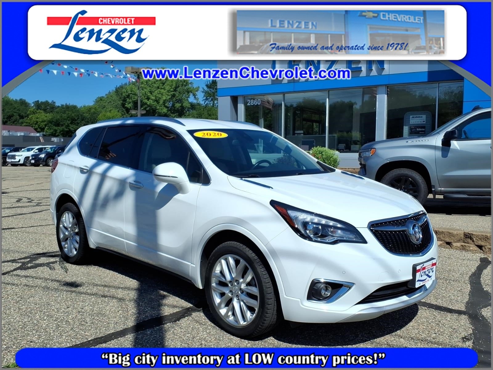 2020 Buick Envision Premium in Summit White — front three-quarter view